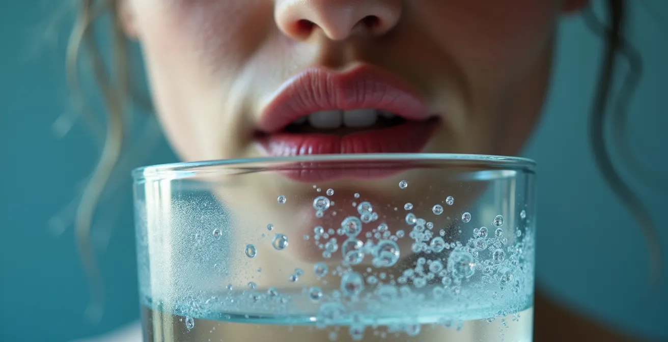 Gros plan sur un exercice de renforcement respiratoire avec résistance