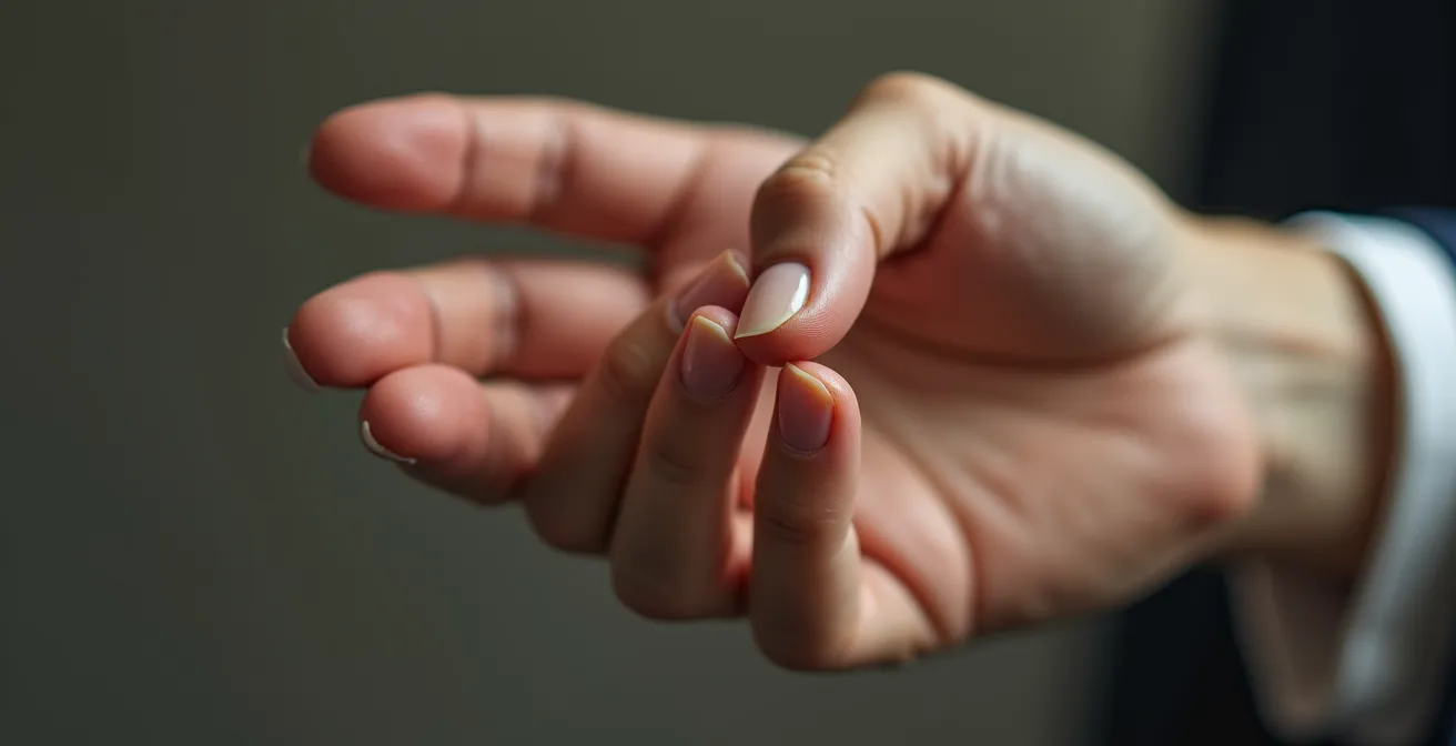 Gros plan sur une main effectuant un geste d'ancrage discret de sophrologie