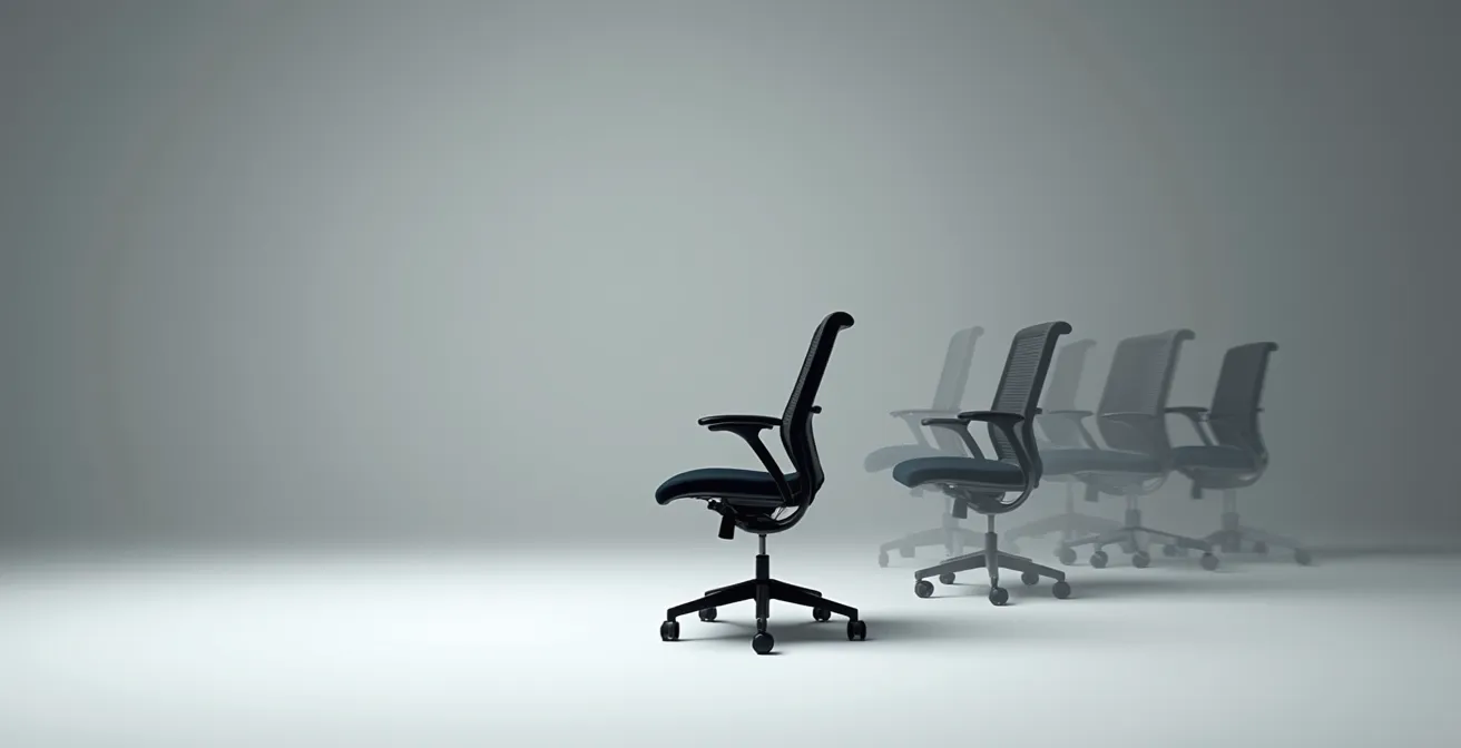 Démonstration de micro-mouvements sur chaise de bureau pour mobilité stationnaire
