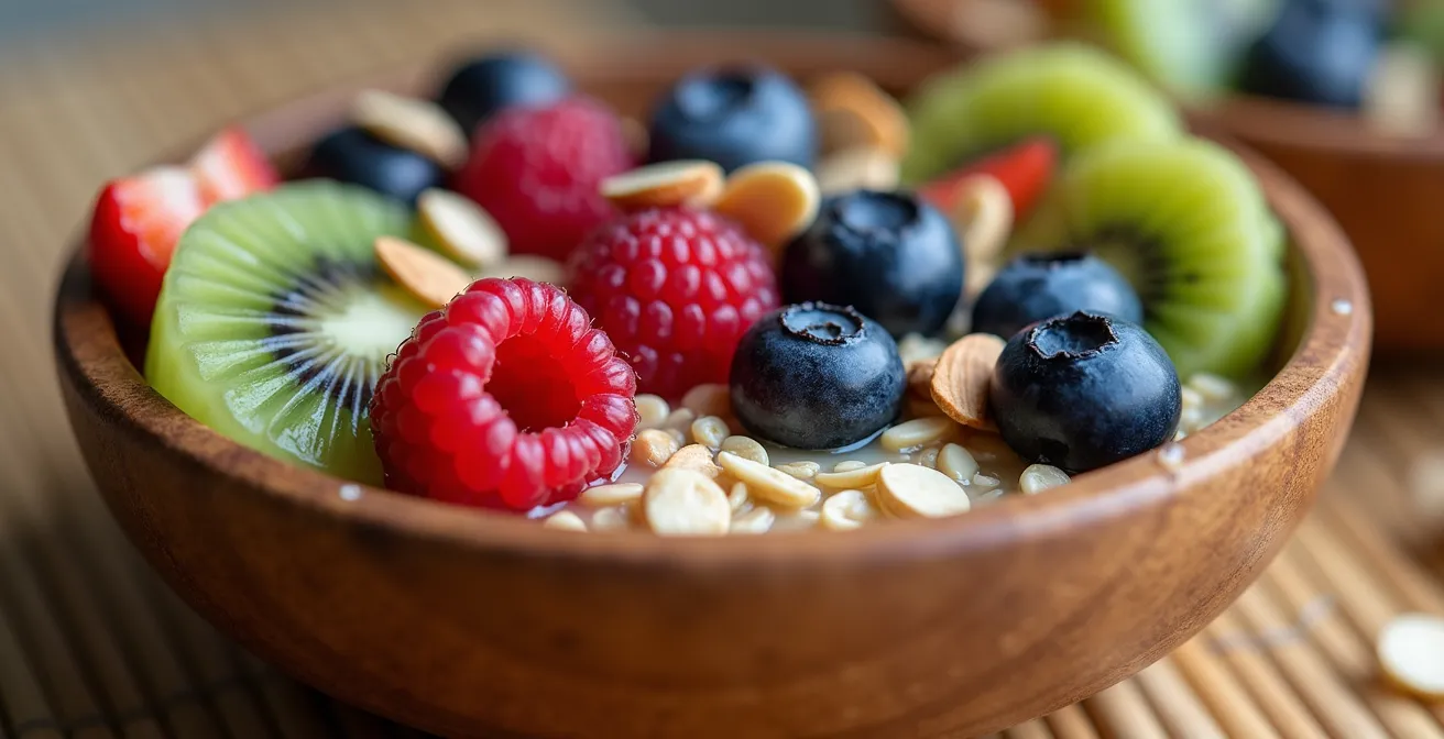 Composition d'un petit-déjeuner cru riche en enzymes et vitamines naturelles